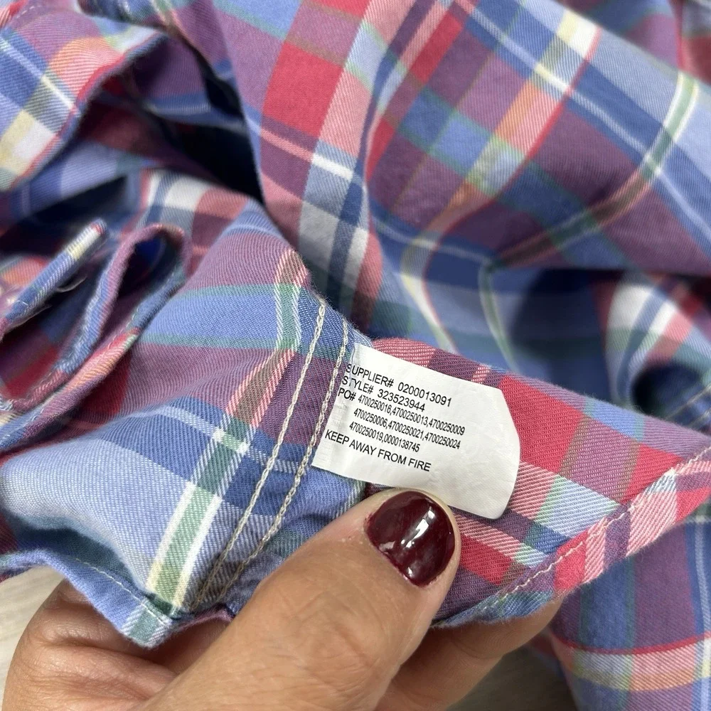 Ralph Lauren Medium (10-12) Pastel Plaid Long Sleeve Button Down 100% Cotton‎